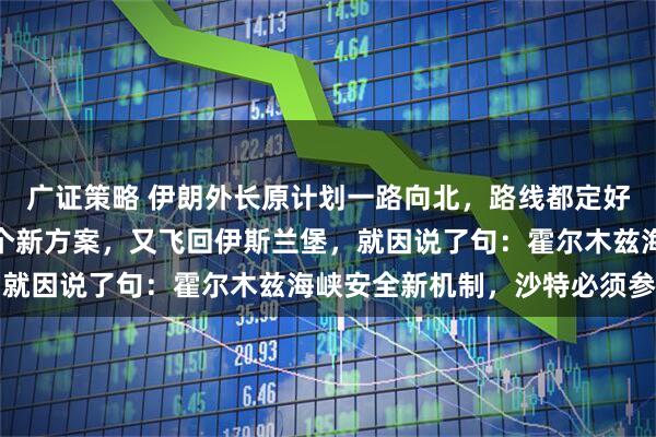 广证策略 伊朗外长原计划一路向北，路线都定好了。结果在阿曼拿到一个新方案，又飞回伊斯兰堡，就因说了句：霍尔木兹海峡安全新机制，沙特必须参与